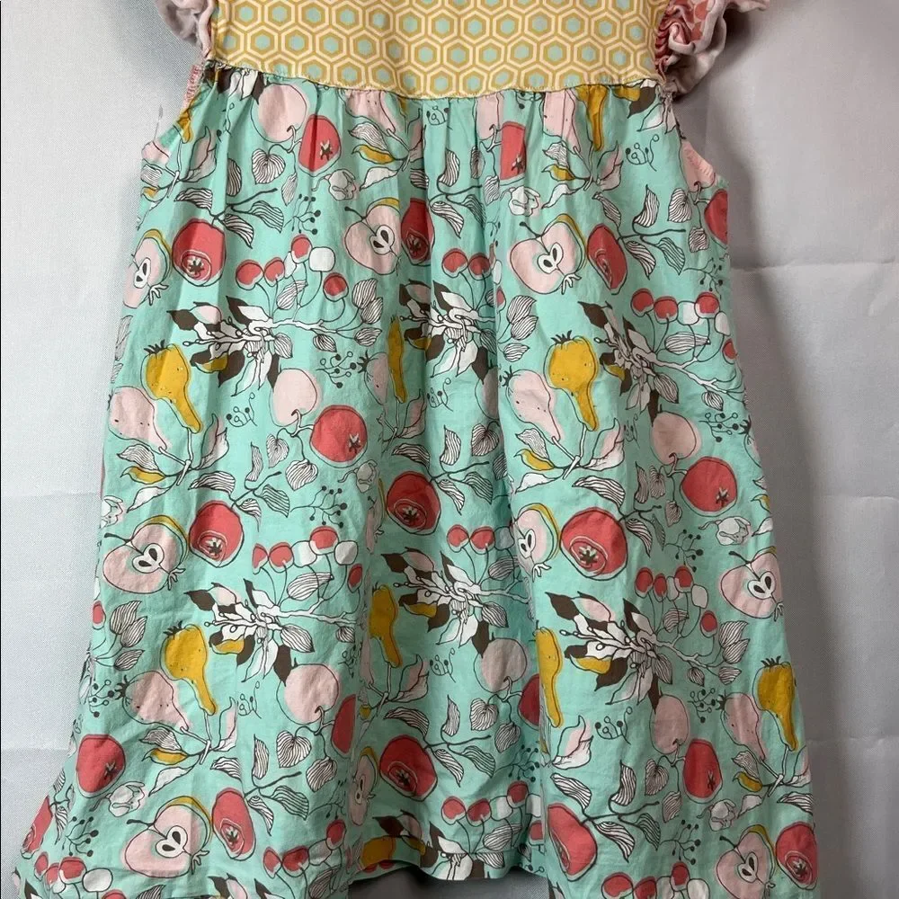 Serendipity mint green & pink multi pattern peasant dress Apple print XL (9-10)